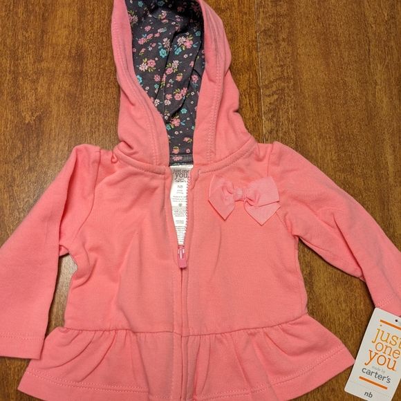 Girls * Just One You * Newborn Jacket  long sleeve w/hood * Pink * New With Tags - Picture 1 of 5